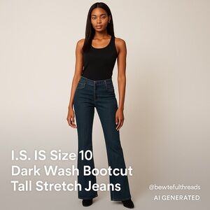 I.S. IS Size 10 Dark Wash Bootcut Tall Stretch Jeans